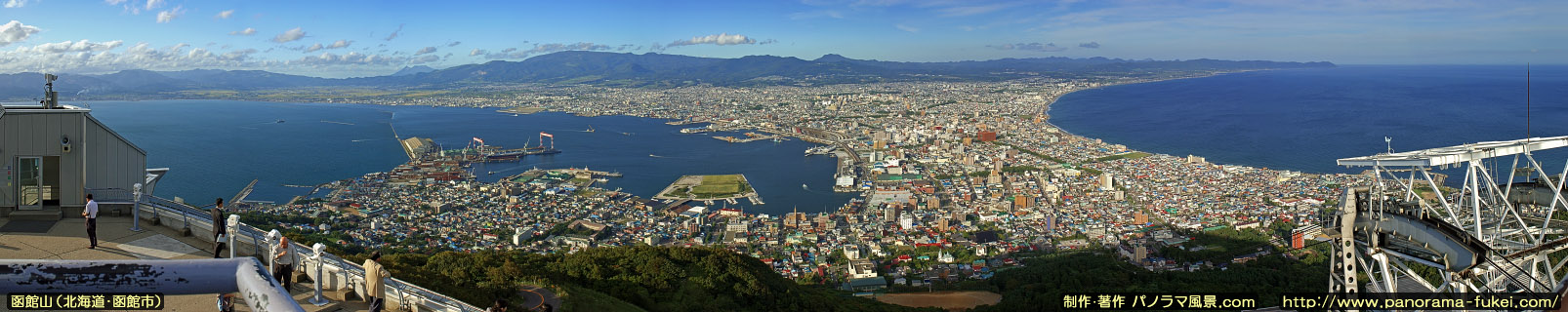 函館山 山頂展望台からのパノラマ風景写真